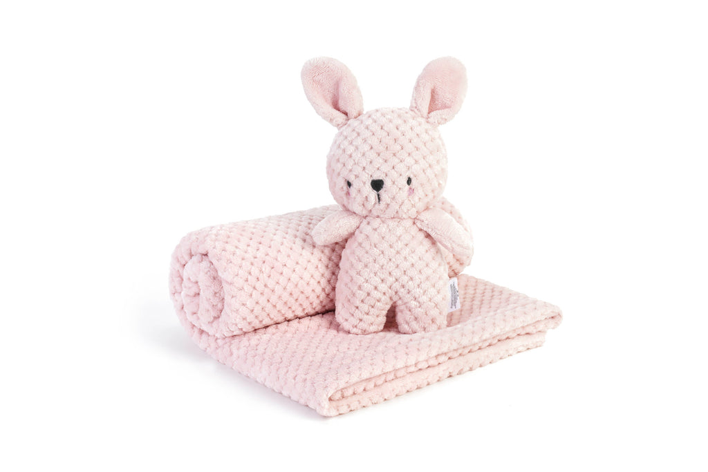 Soft Minky Baby Blanket with Plush Bunny