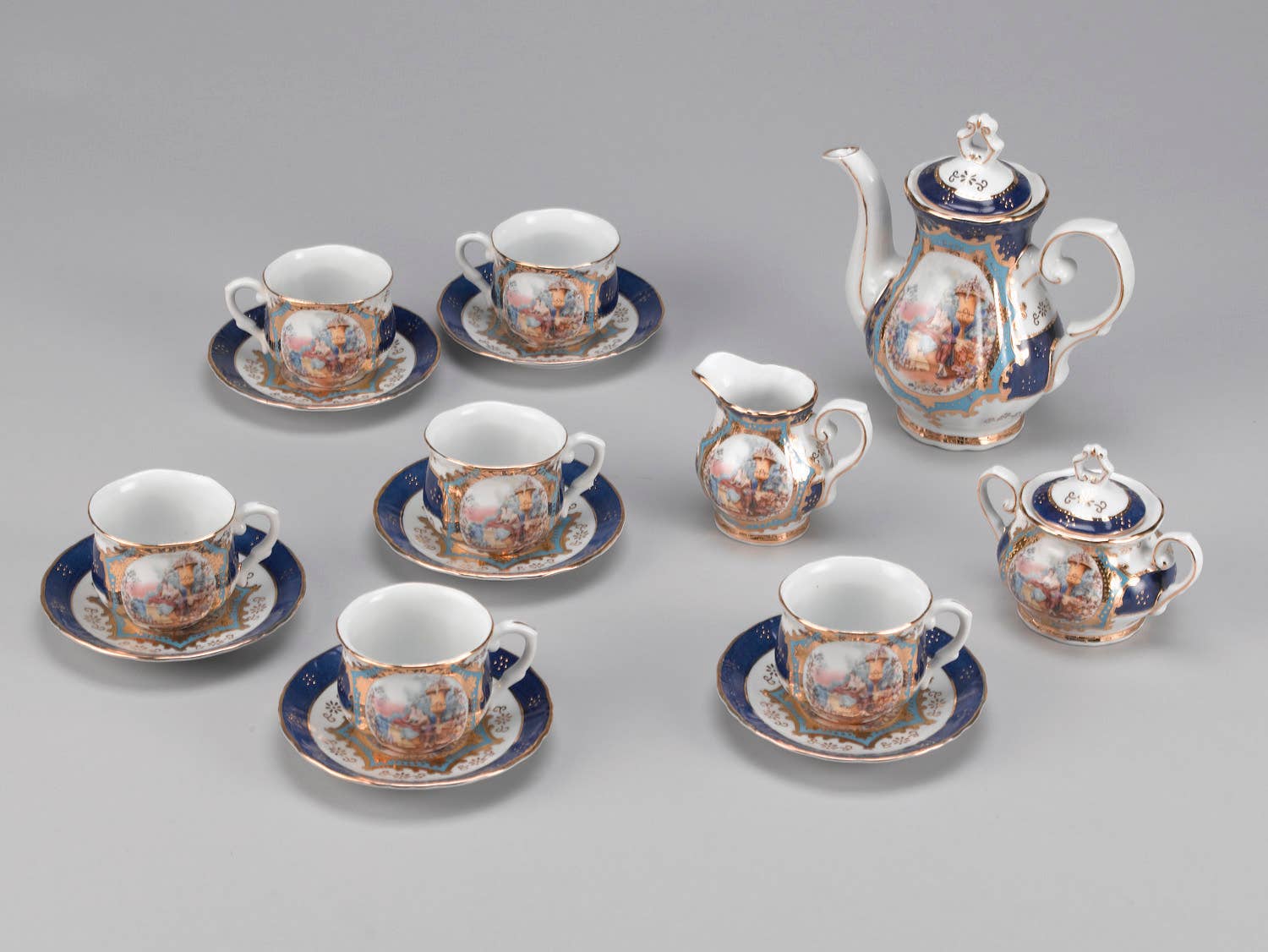 15-Piece Blue Romance Porcelain Tea Set