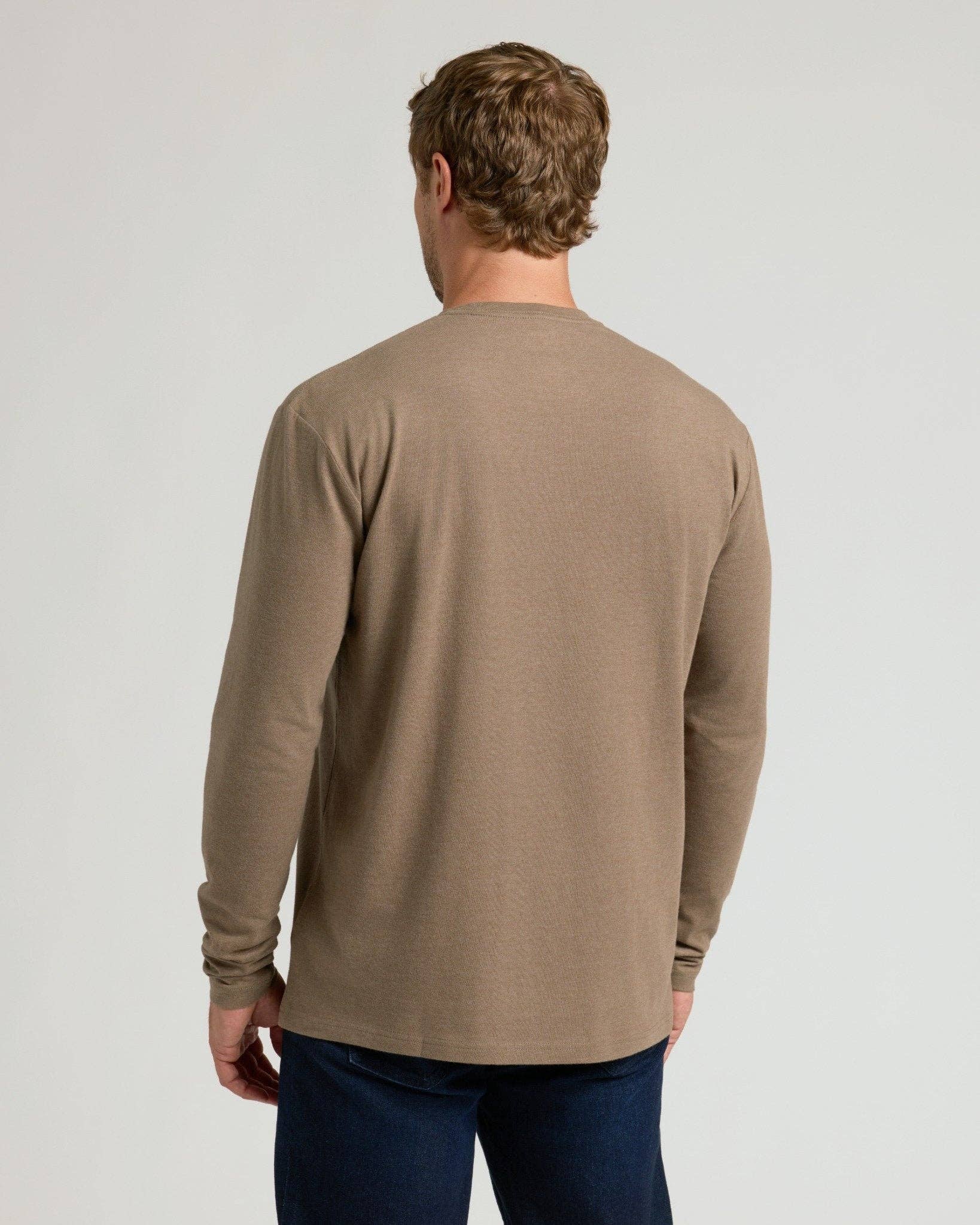 True Classic Dark Heather Sagewood Long Sleeve Crew Neck Shirt