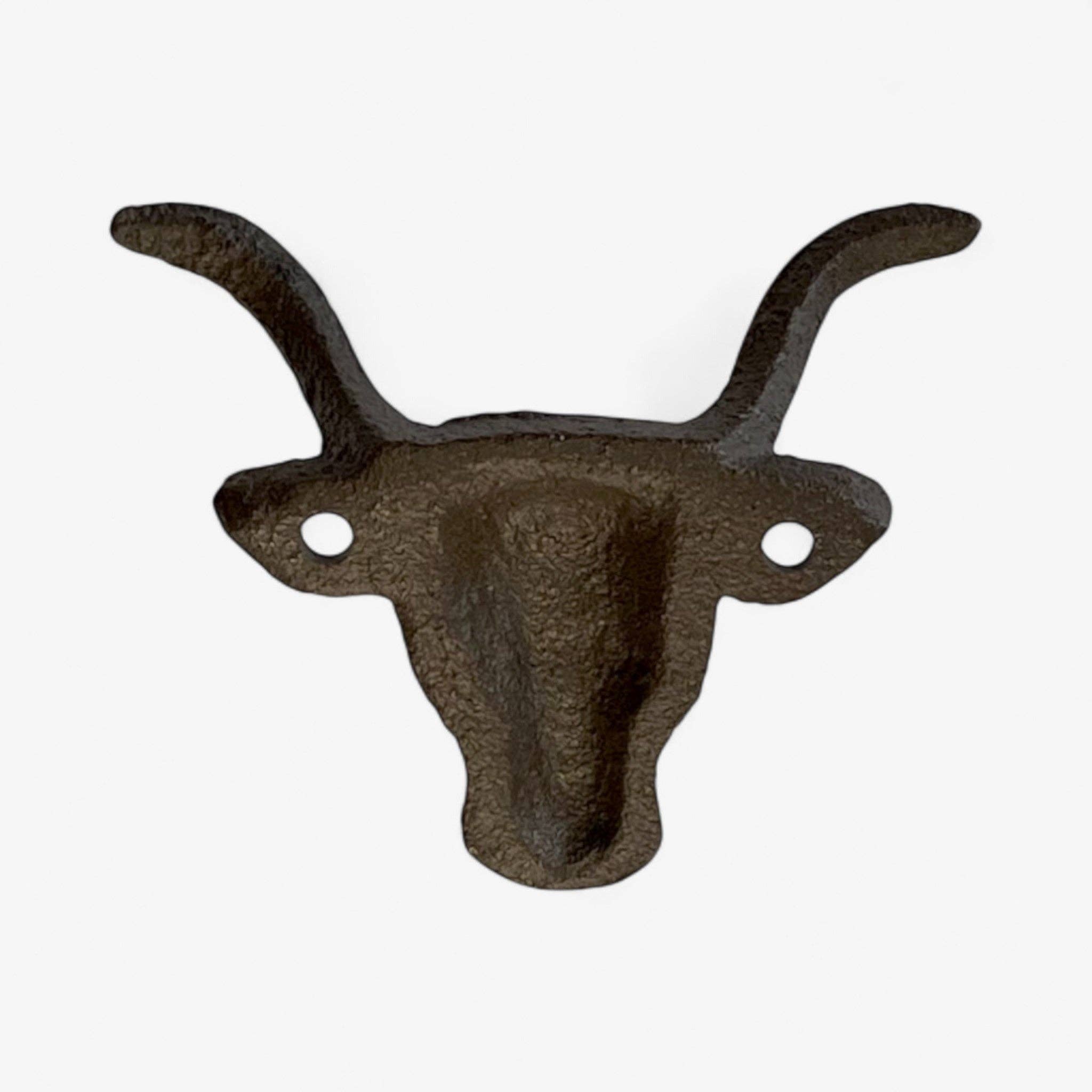Cast Iron Bull Head Wall Hook – Western Ranch Coat, Hat & Key Hook, 3.5"