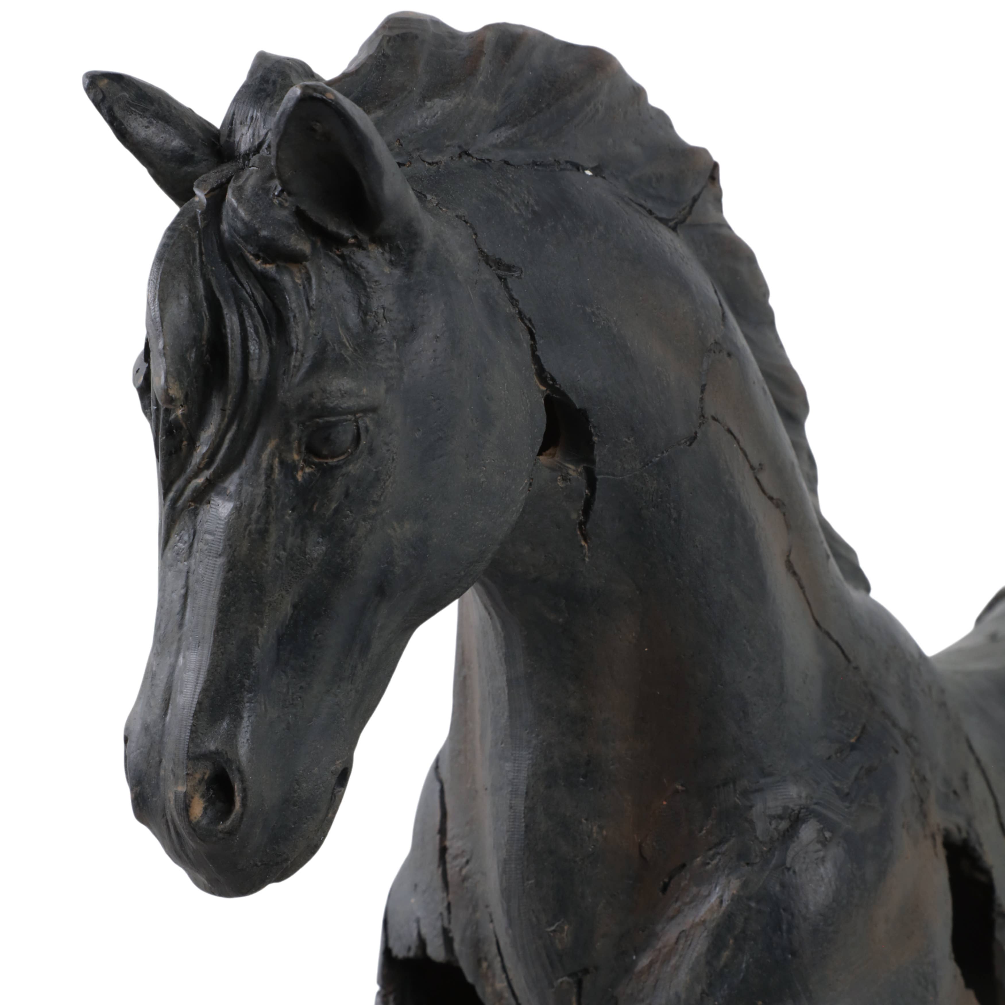 Sagebrook Home - Resin Cracked Horse Sculpture – Brown 18" Home Décor Statue