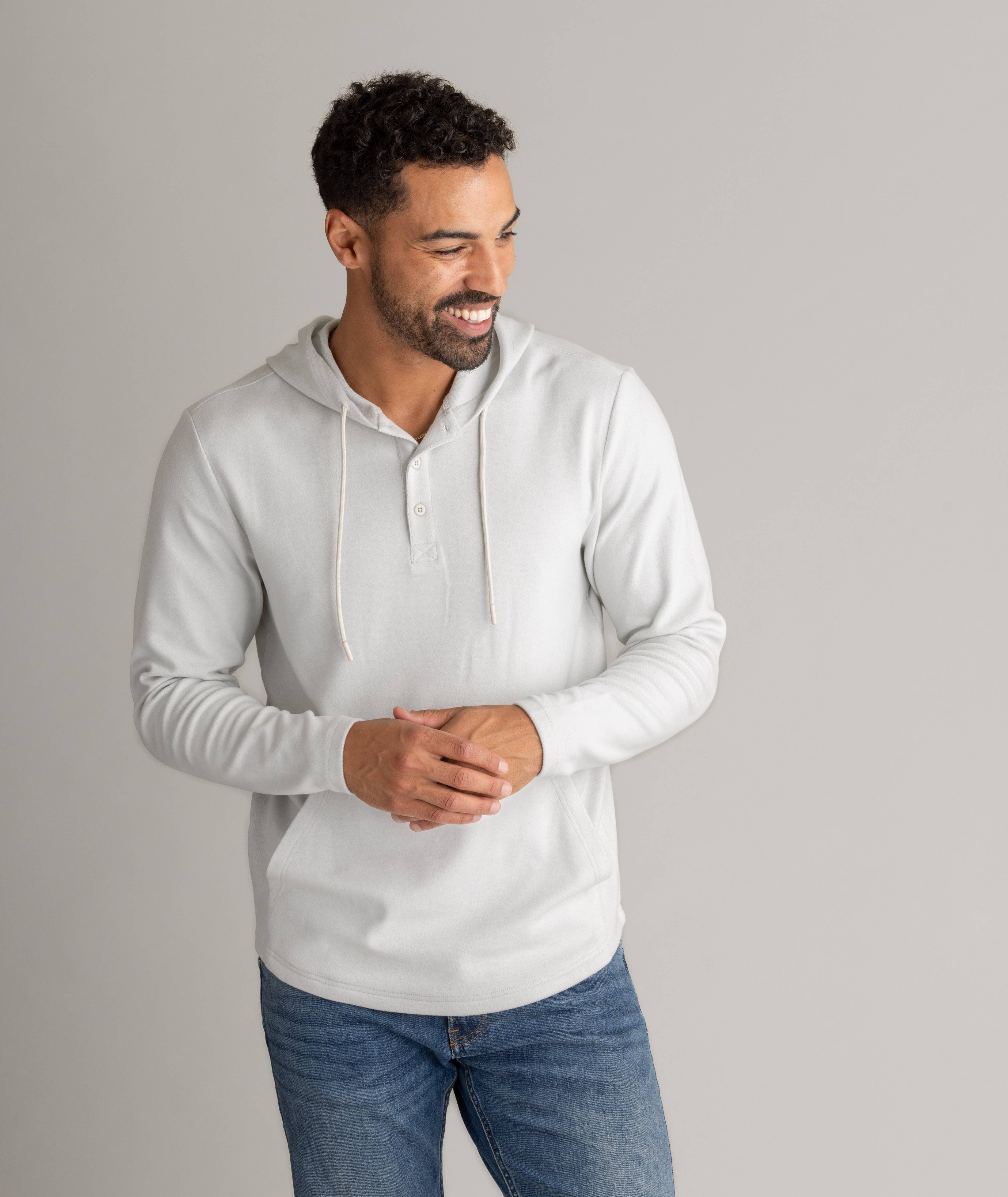 Men's Lichen Stretch Flannel Hooded Henley