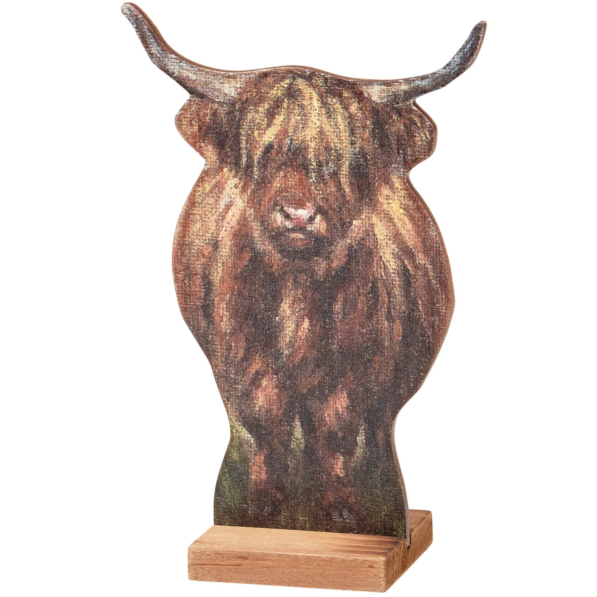 Highland Cow Wooden Stand-Up Décor