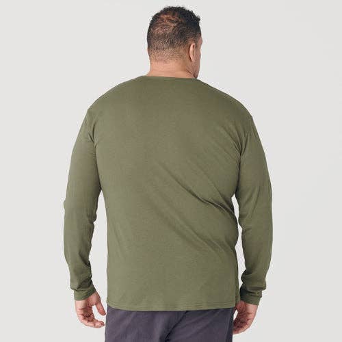True Classic Long Sleeve Henley Shirt - Military Green