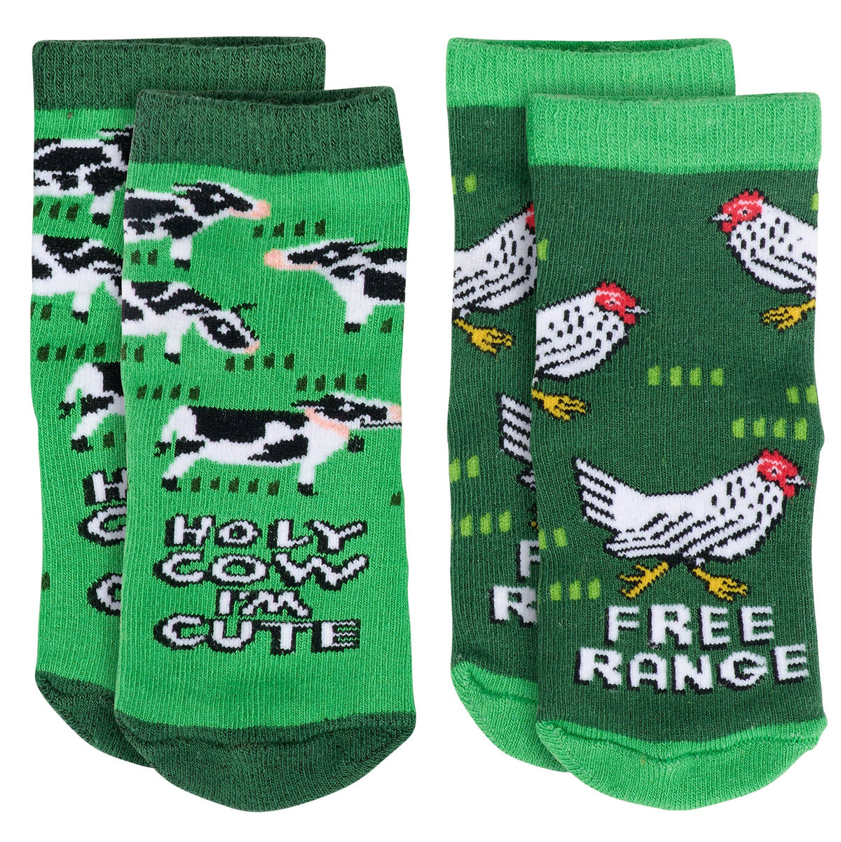 Free Range Baby Sock Set – Cow & Chicken 2-Pack