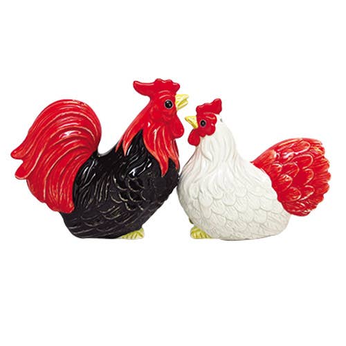 Rooster & Hen Ceramic Salt and Pepper Shaker Set