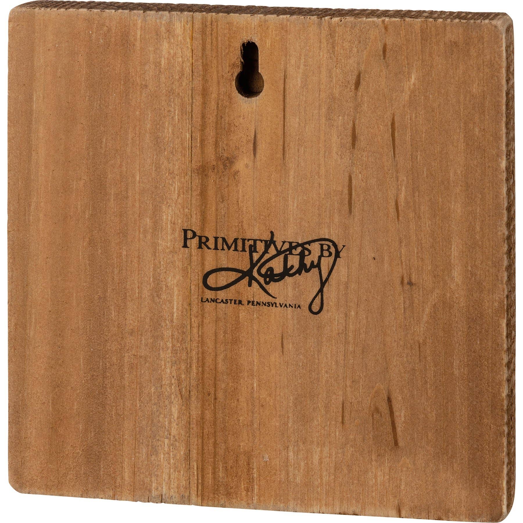 Winter Cow Wooden Block Sign
