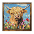 Highland Cow Palette Knife Wall Art – Rustic Framed Farmhouse Decor