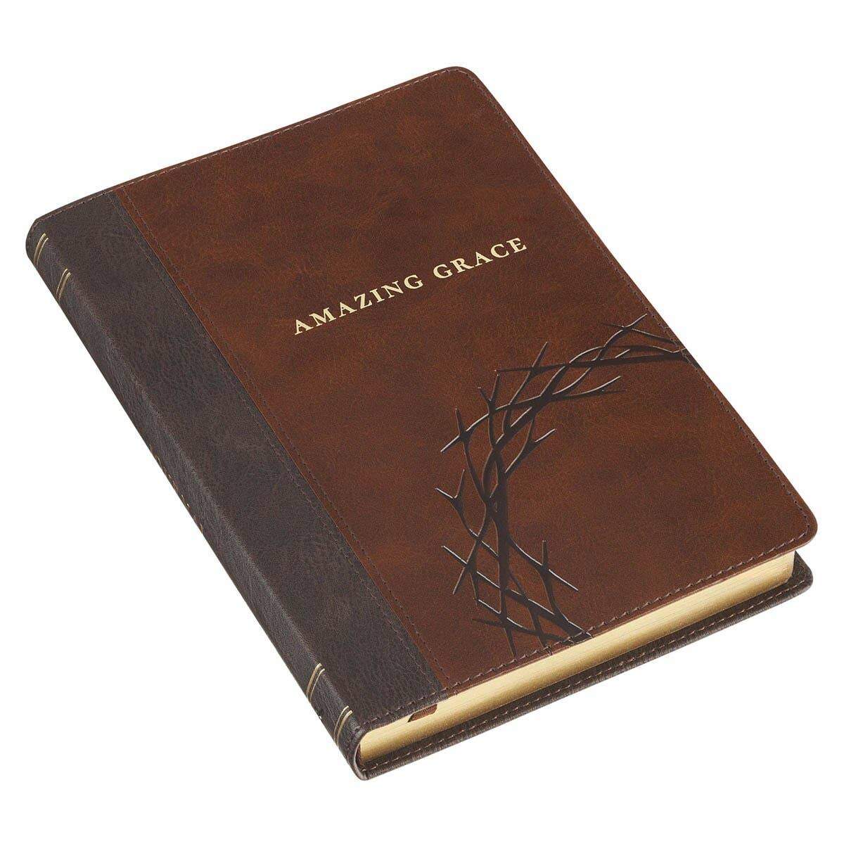 Amazing Grace Faux Leather Journal – Crown of Thorns | Isaiah 53:5 Christian Notebook