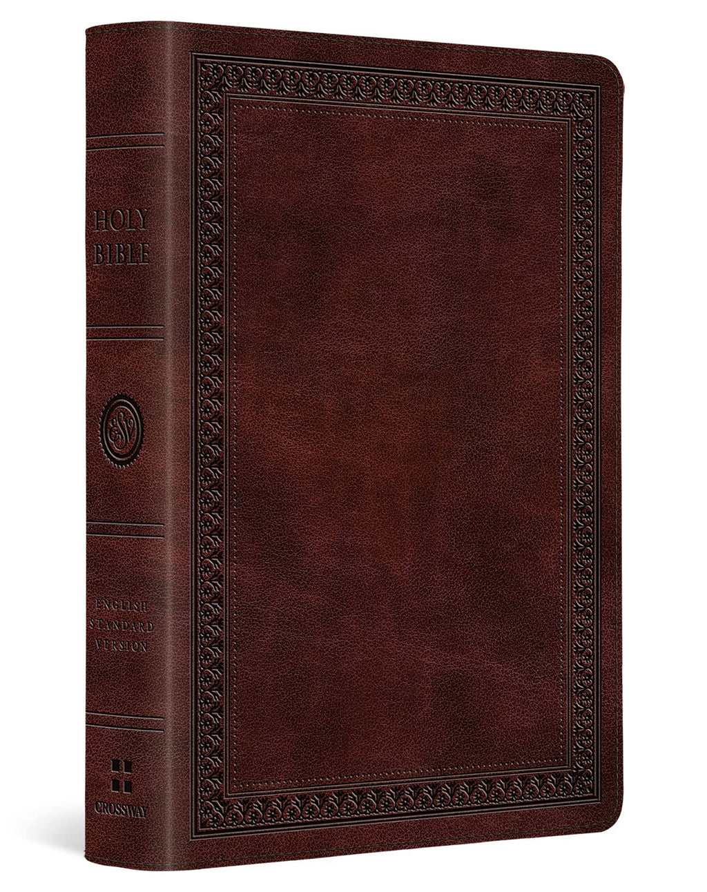 ESV Large Print Compact Bible - Mahogany TruTone Border Design
