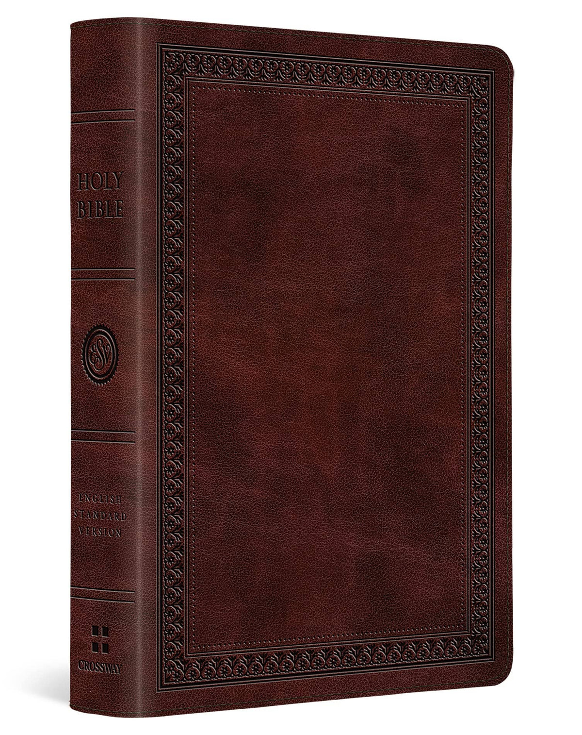 ESV Large Print Compact Bible - Mahogany TruTone Border Design