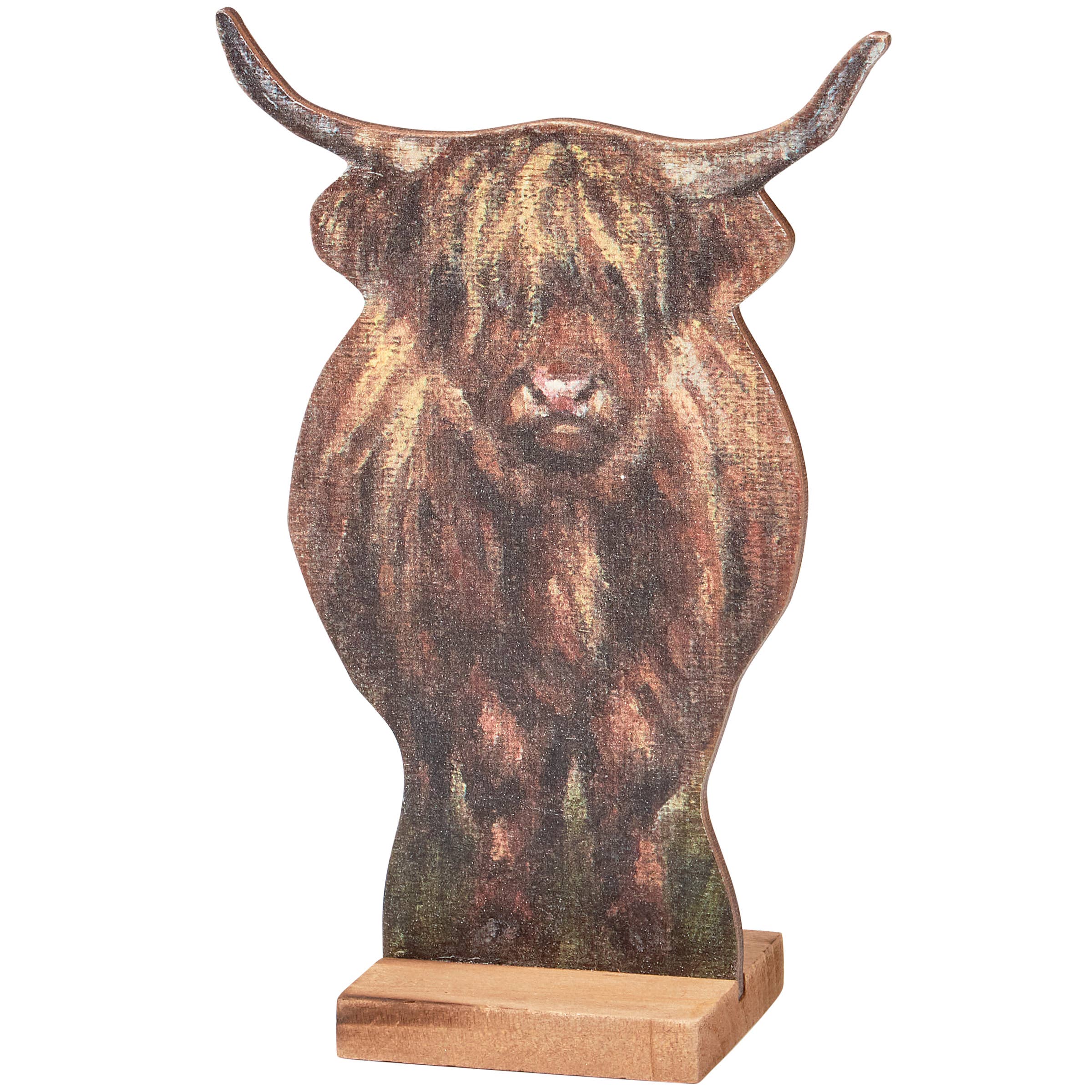 Highland Cow Wooden Stand-Up Décor