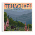 Tehachapi, California Bear & Spring Wildflowers Ceramic Coaster