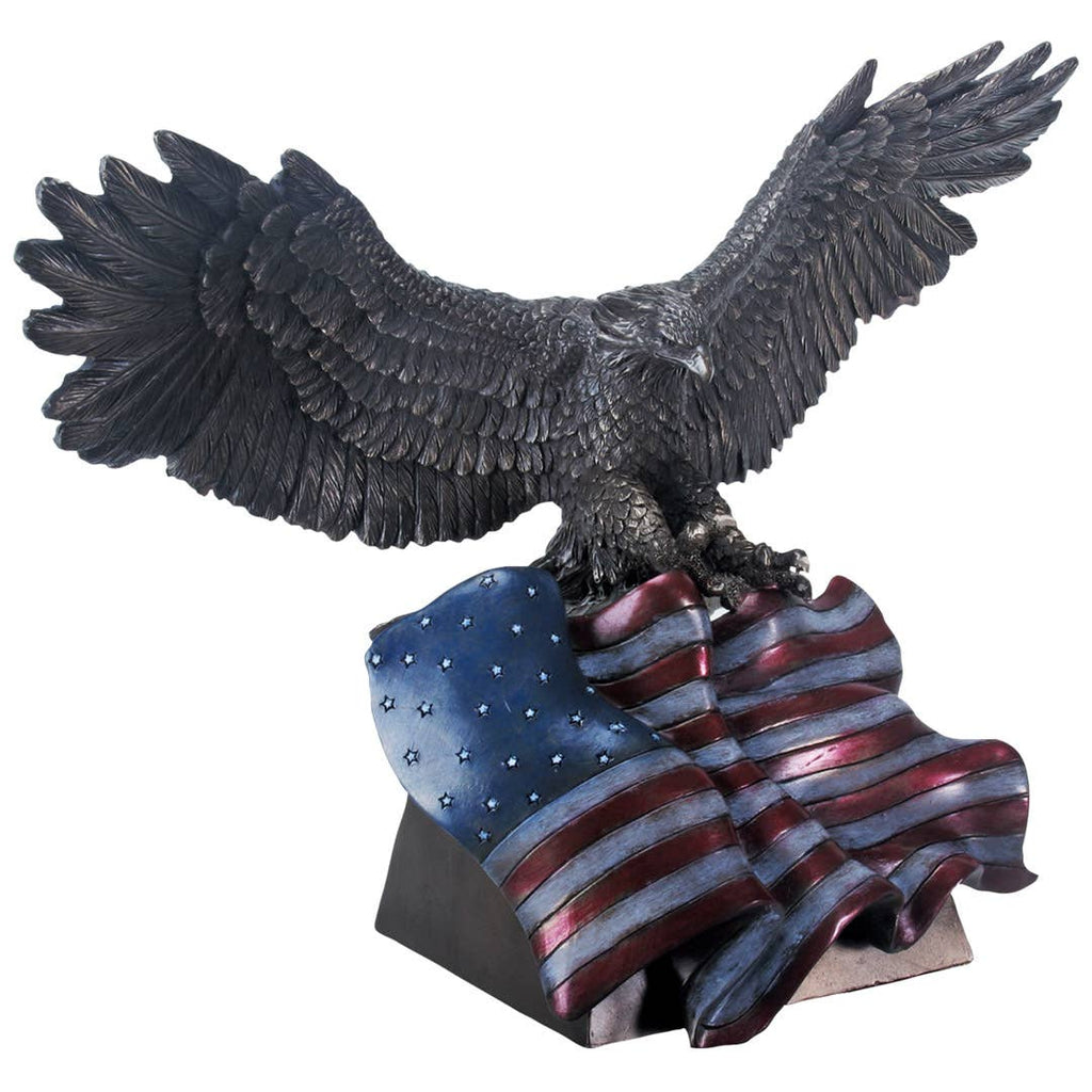 Bronze Eagle with American Flag Statue