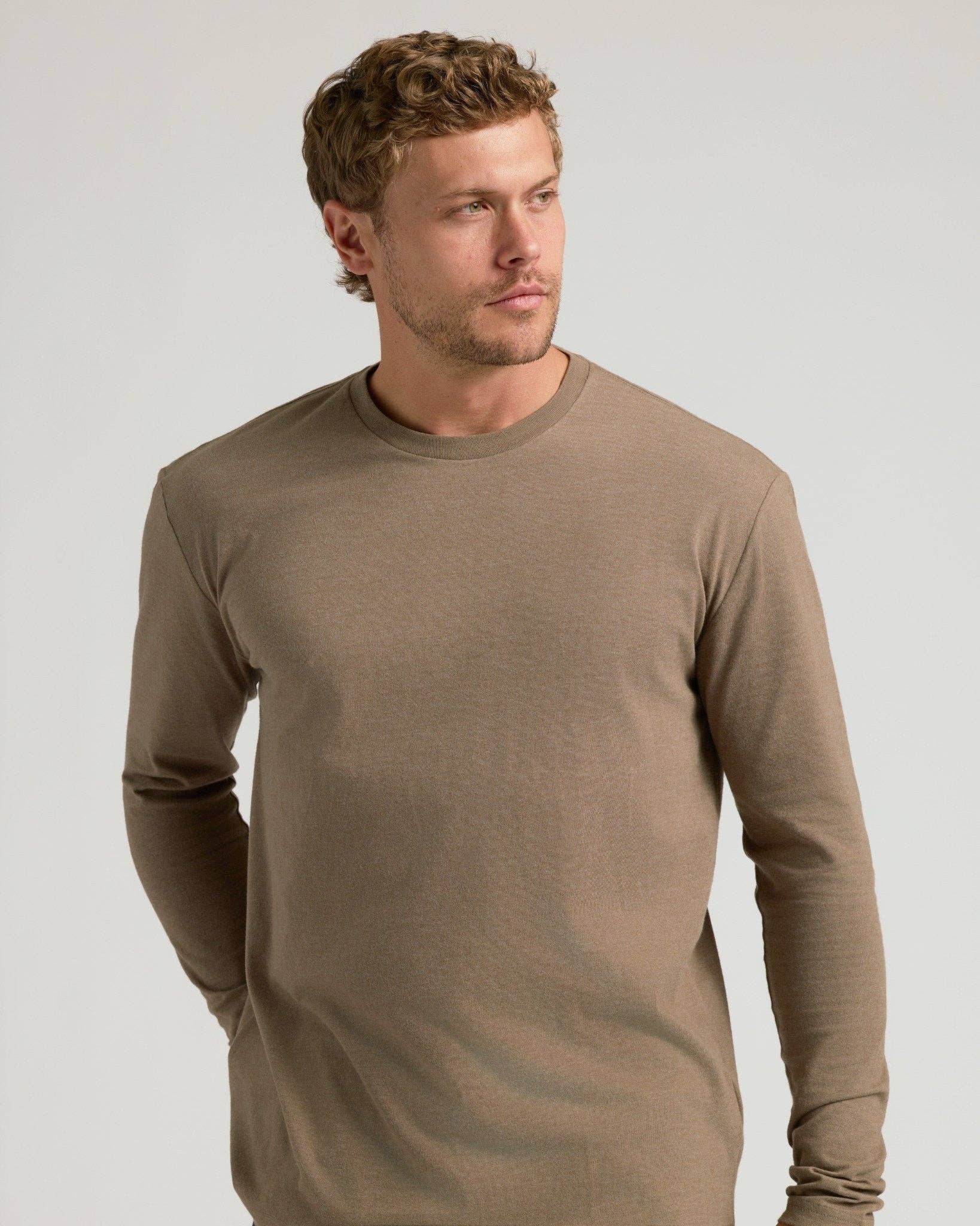 True Classic Dark Heather Sagewood Long Sleeve Crew Neck Shirt
