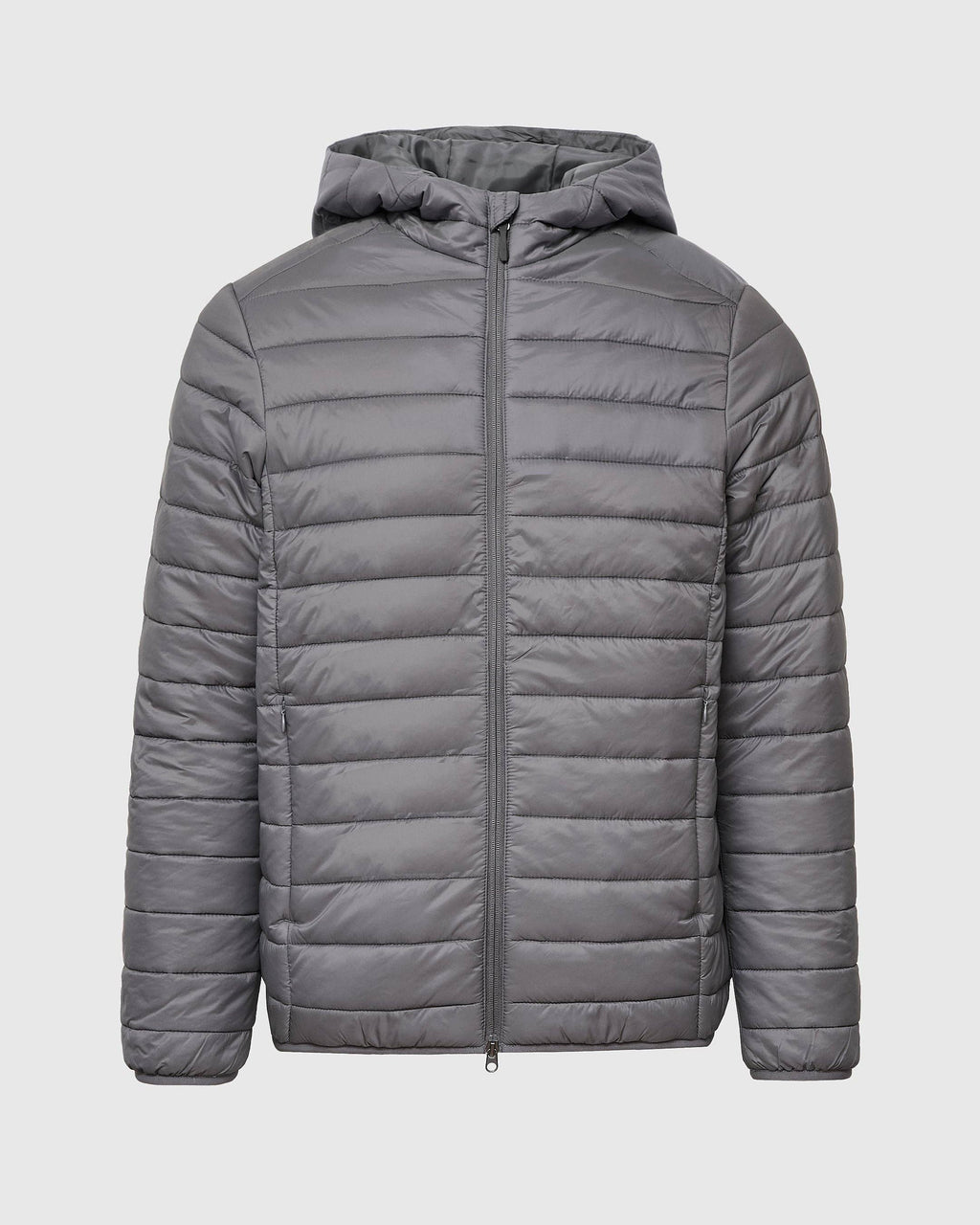 True Classic Gunmetal Hooded Puffer Jacket