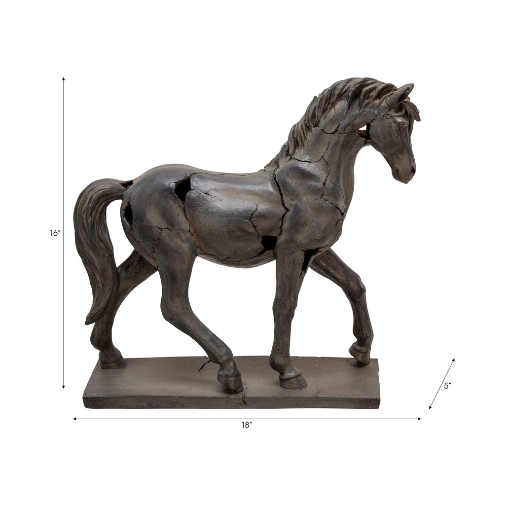 Sagebrook Home - Resin Cracked Horse Sculpture – Brown 18" Home Décor Statue