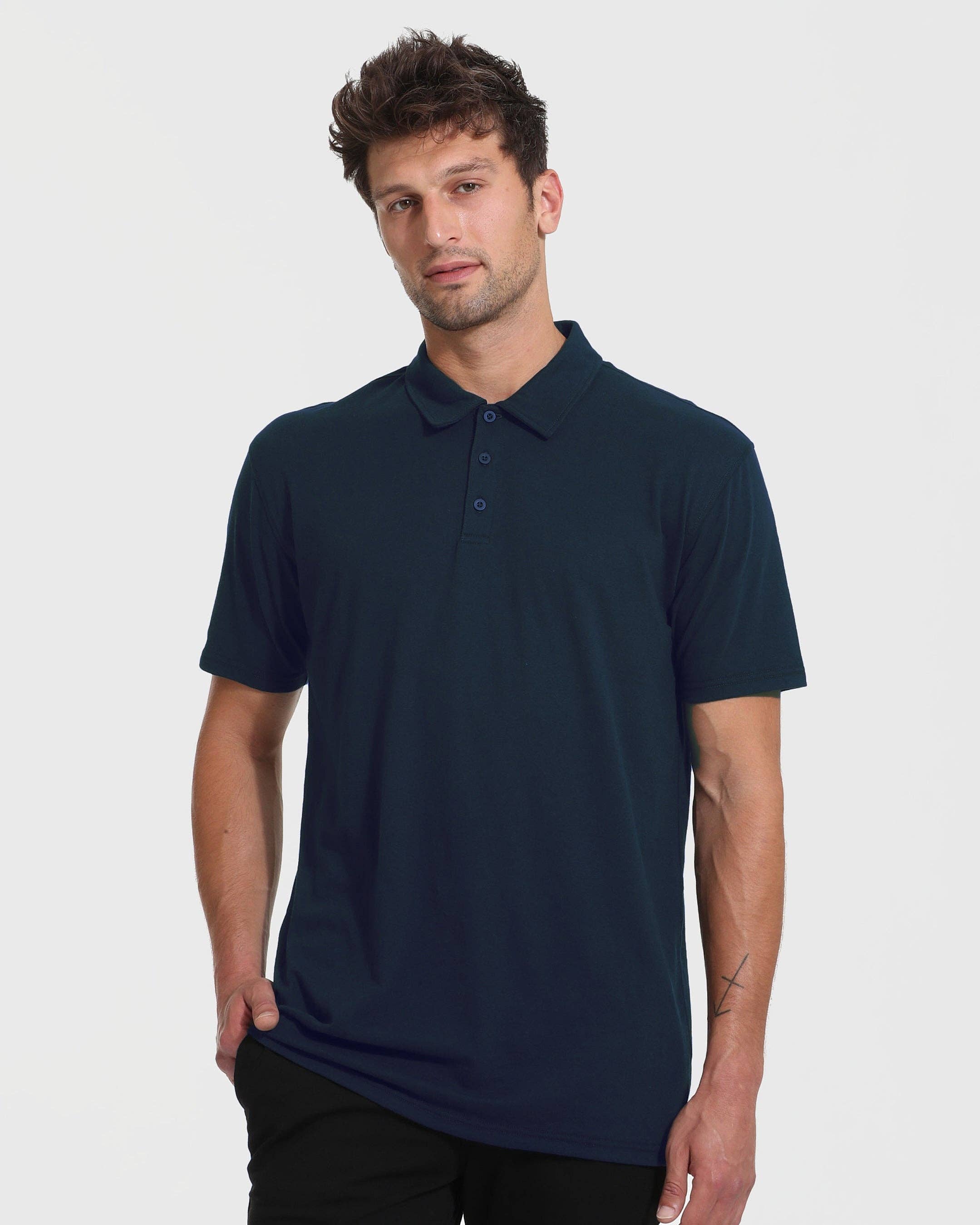 True Classic Tall Navy Blue Short Sleeve Polo Shirt