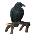 Midnight Raven on Rustic Branch – Black Bird Figurine & Woodland Décor