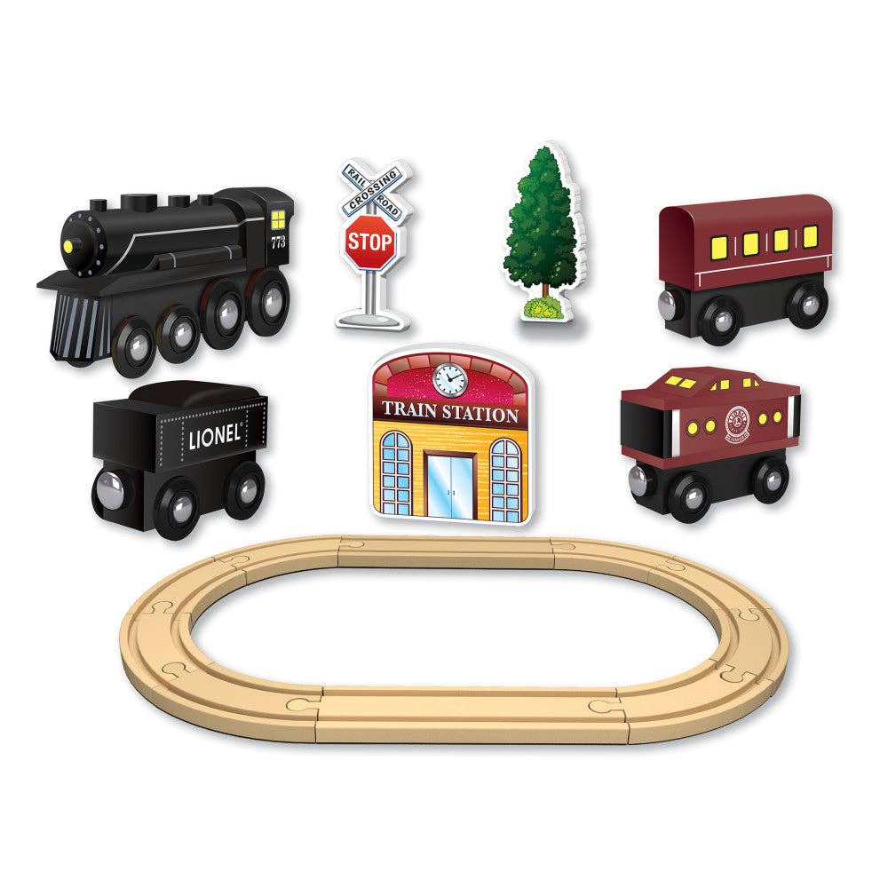 Lionel Hudson 17-Piece Wooden Train Set - Deluxe Edition