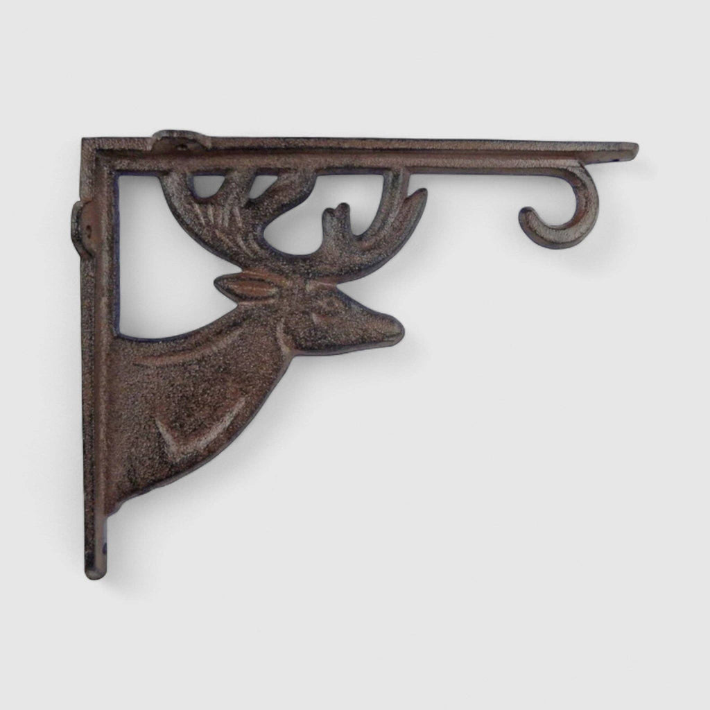 Deer Cast Iron Shelf Bracket – Rustic Lodge Wall Shelf Support, 8.9”