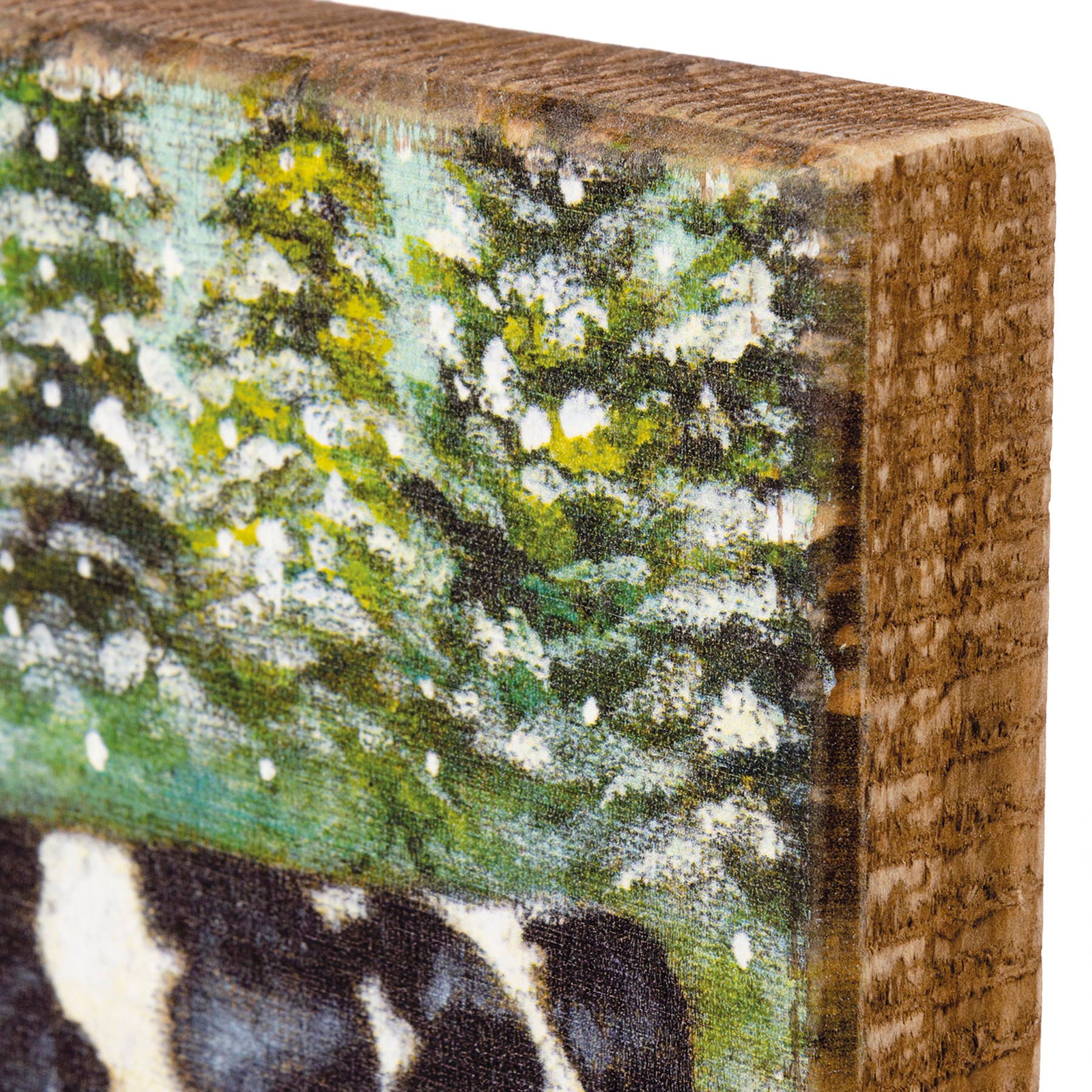 Winter Cow Wooden Block Sign