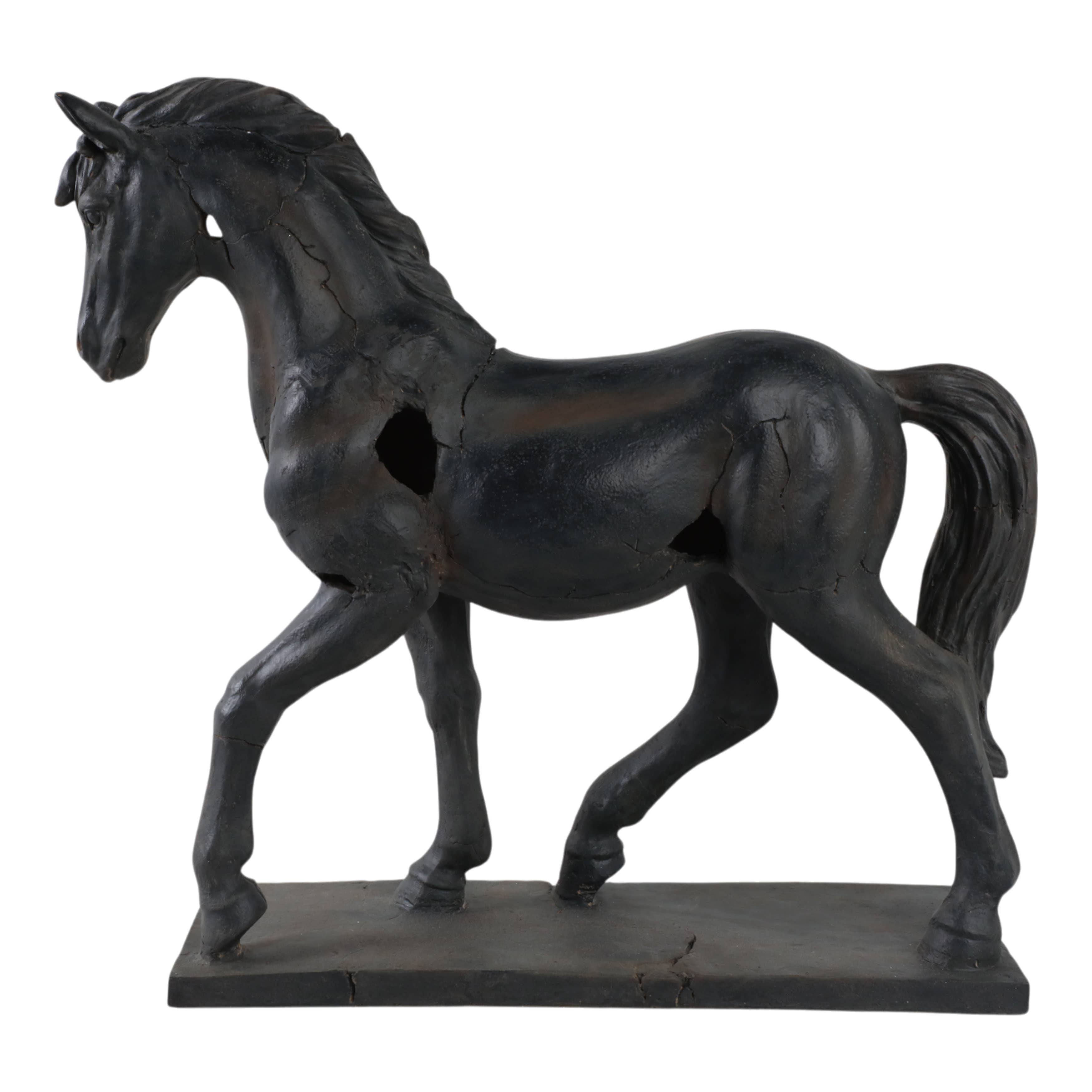 Sagebrook Home - Resin Cracked Horse Sculpture – Brown 18" Home Décor Statue
