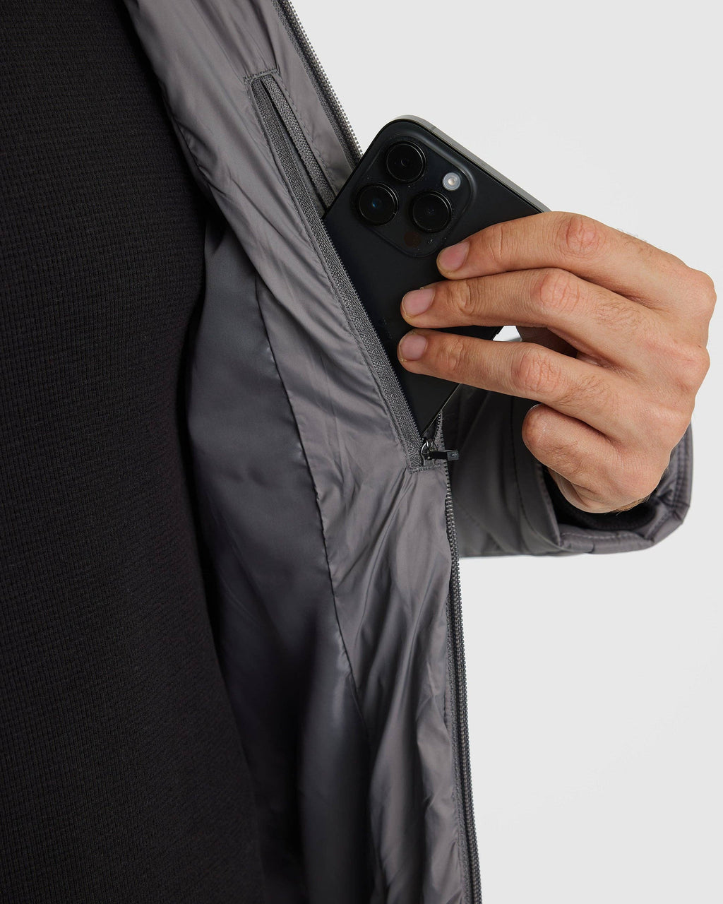True Classic Gunmetal Hooded Puffer Jacket