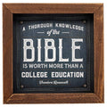 Knowledge Of The Bible Framed Wood Table Topper