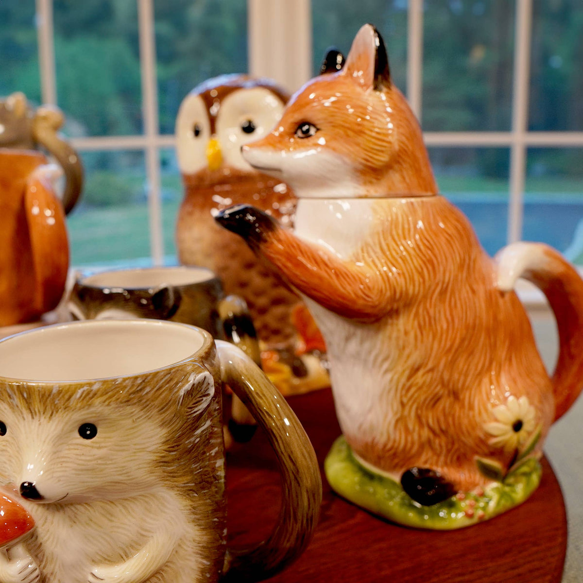 Woodland Fox 3D Ceramic Teapot – 32 oz