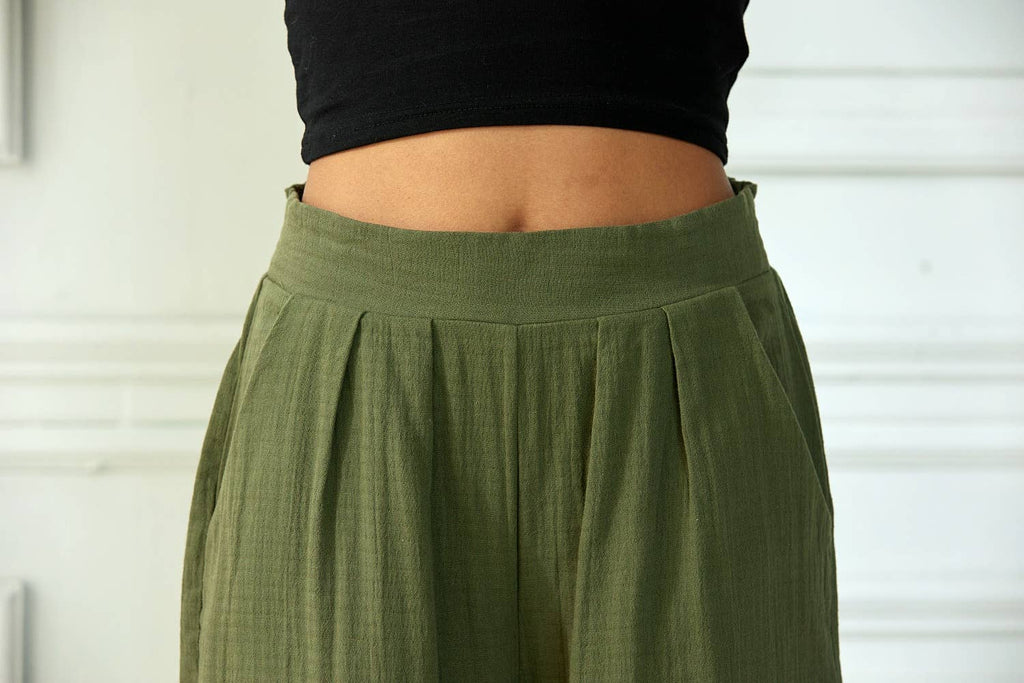 Cotton Smocked Wide Leg Pants