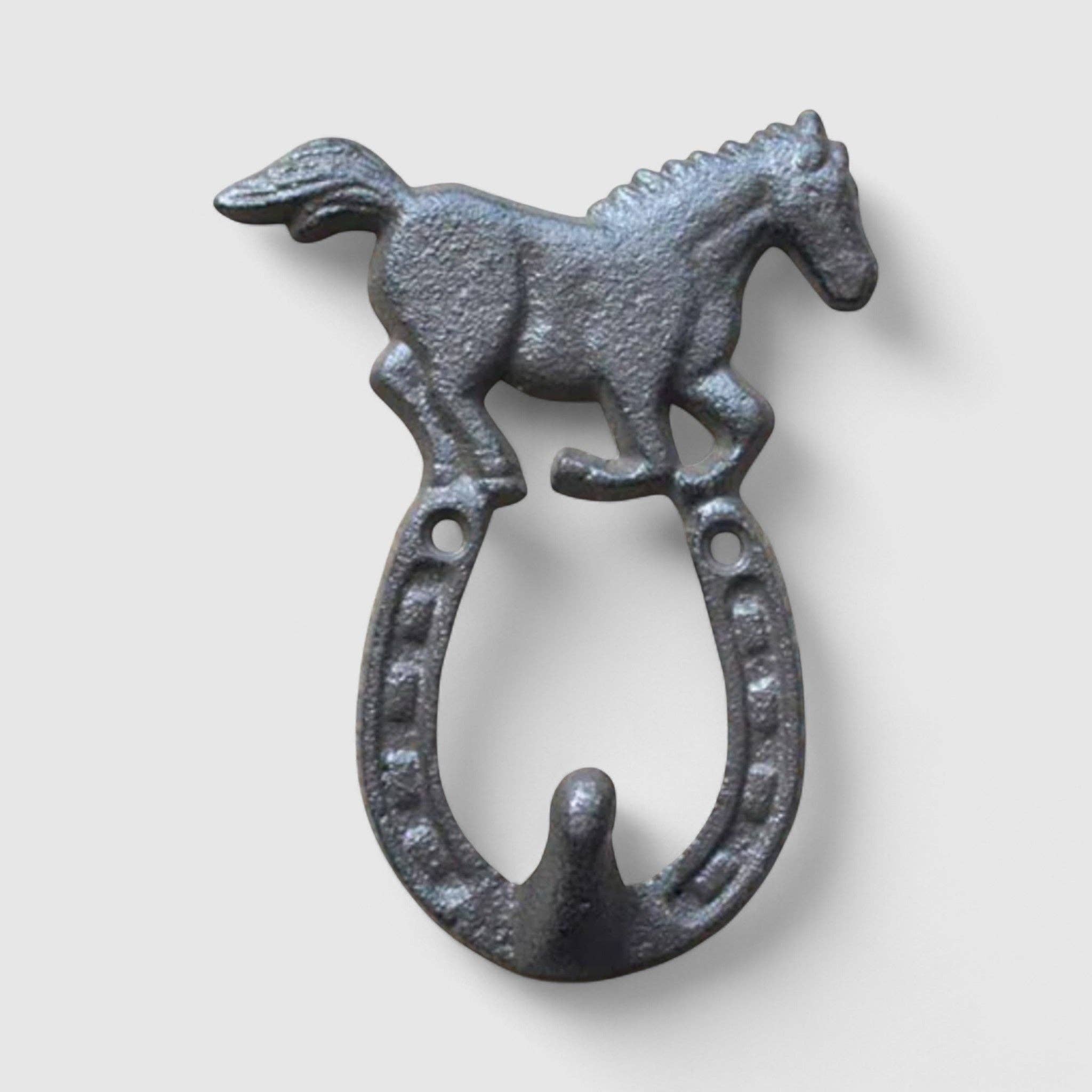 Cast Iron Horseshoe Wall Hook – Rustic Farmhouse Coat, Hat & Leash Hook, 5.7"