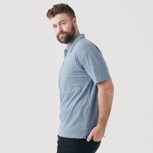 True Classic Heather Indigo Short Sleeve Polo Shirt