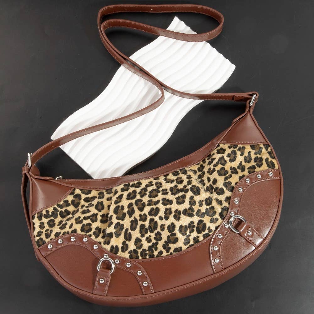 Leopard Print Half-Moon Shoulder Bag
