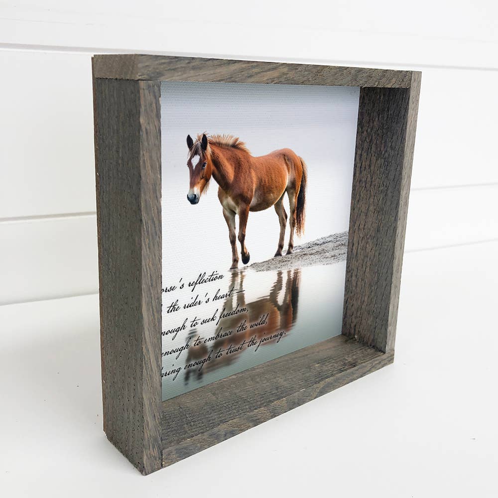 Horse Reflection Framed Canvas Wall Art - 6" x 6"
