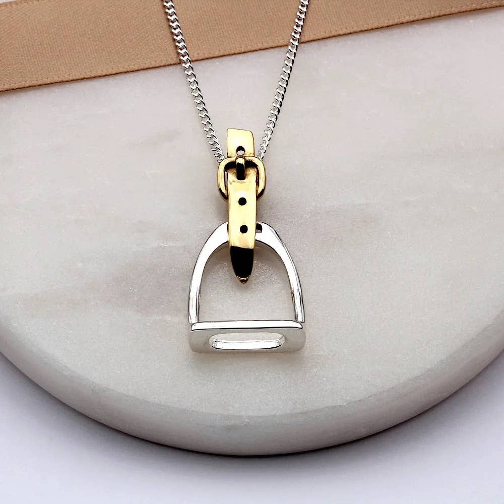 Sterling Silver English Saddle Stirrup Necklace