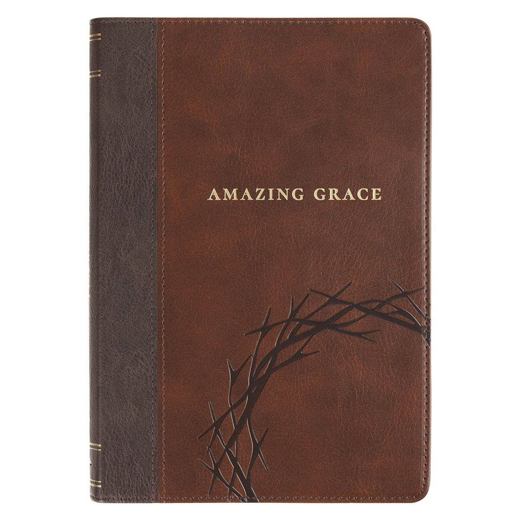 Amazing Grace Faux Leather Journal – Crown of Thorns | Isaiah 53:5 Christian Notebook