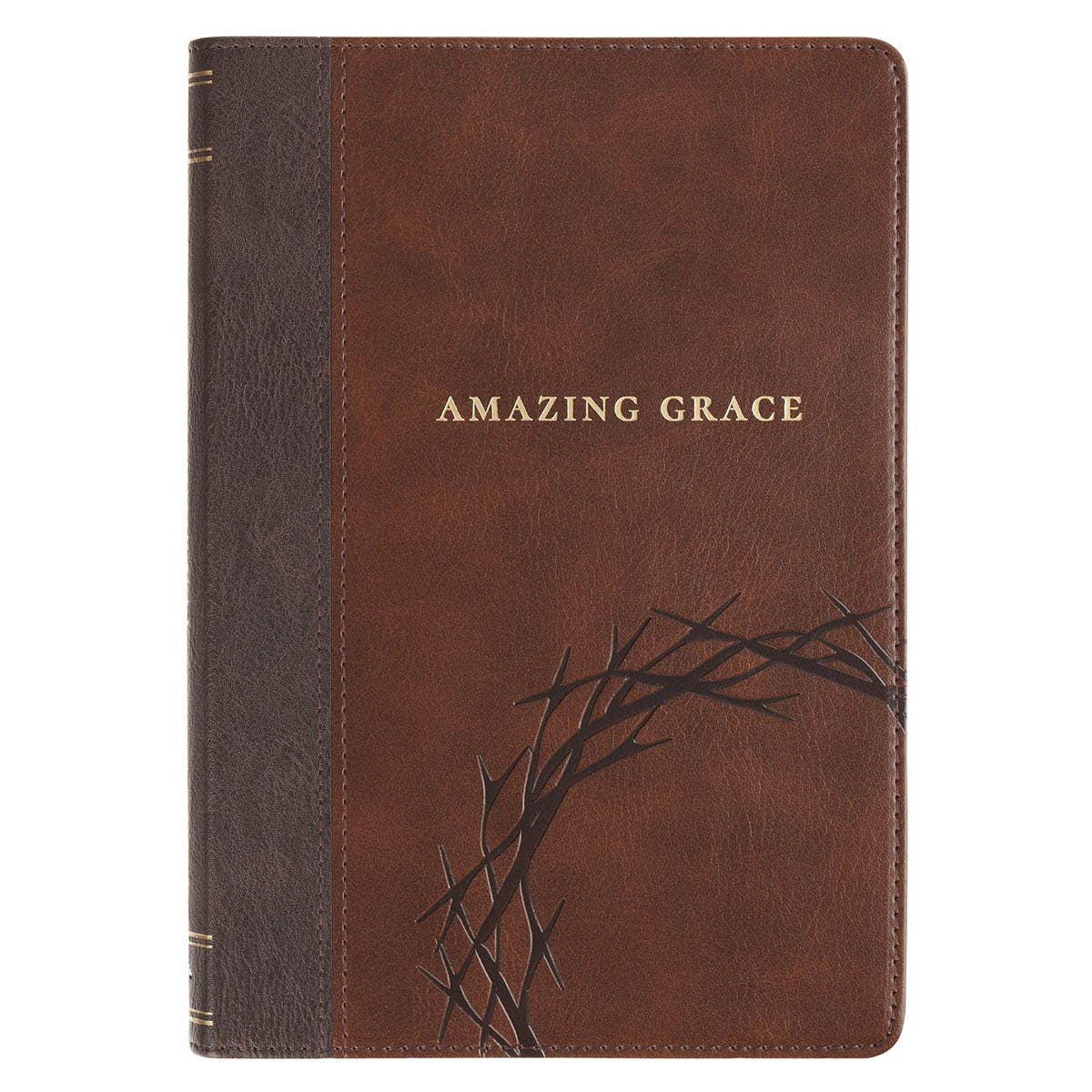 Amazing Grace Faux Leather Journal – Crown of Thorns | Isaiah 53:5 Christian Notebook