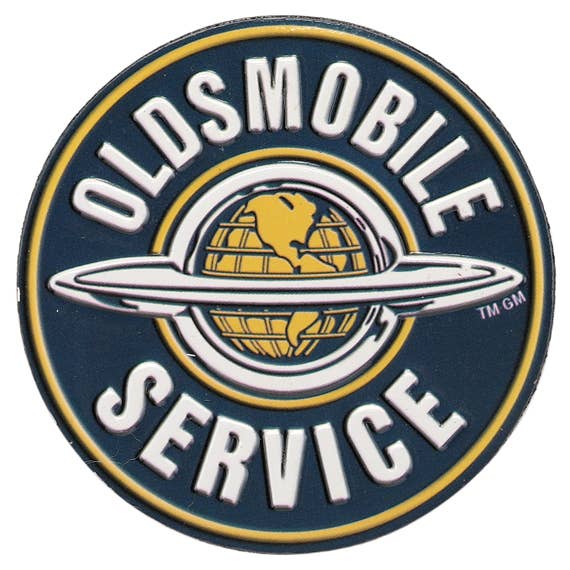 Oldsmobile Service Round Embossed Metal Magnet