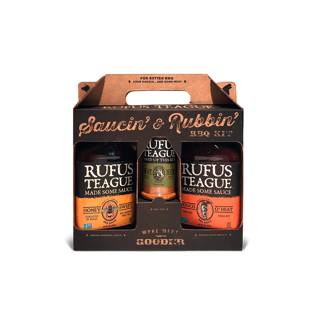 Rufus Teague 3-Pack BBQ Sauce & Rub Gift Tote