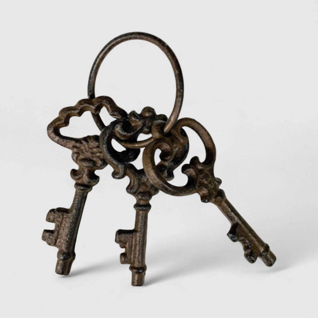 Ornate Cast Iron Key Set – Vintage Decorative Keys for Shelves, Mantels & Farmhouse Décor, 5.6"