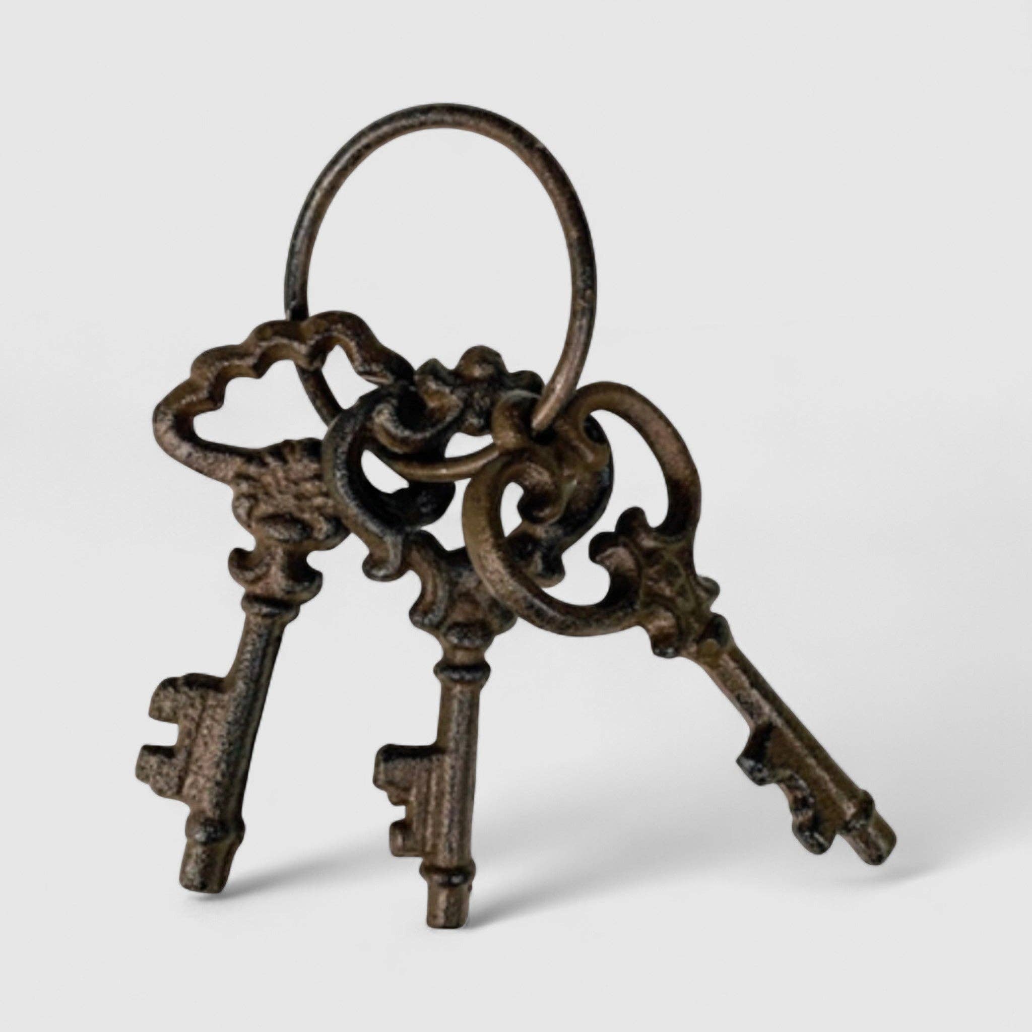 Ornate Cast Iron Key Set – Vintage Decorative Keys for Shelves, Mantels & Farmhouse Décor, 5.6"