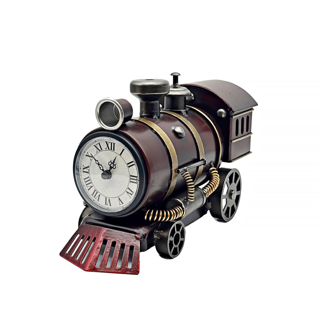 Vintage Burgundy Steam Train Table Clock