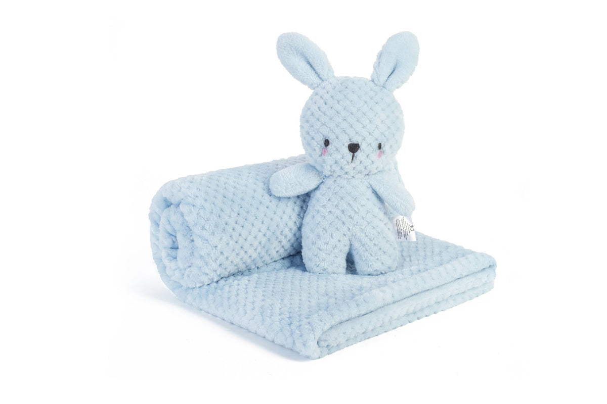 Soft Minky Baby Blanket with Plush Bunny
